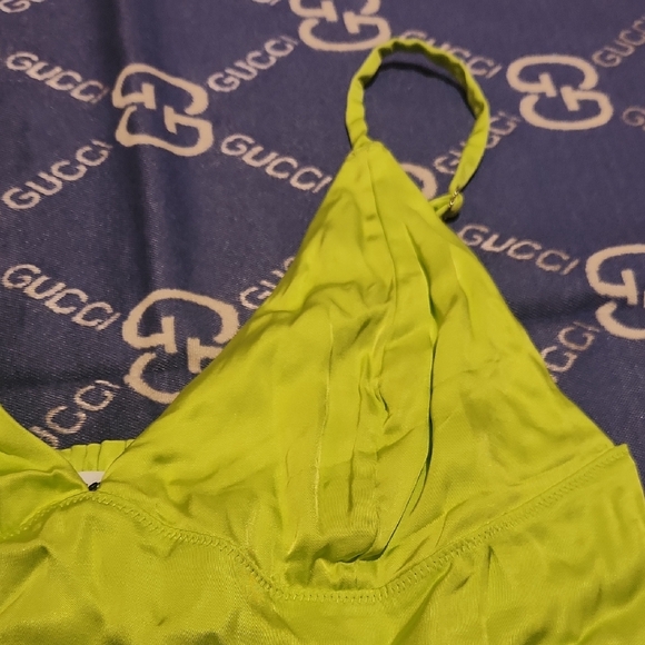 AERI Neon Green Silk Top SIZE M - Picture 3 of 11
